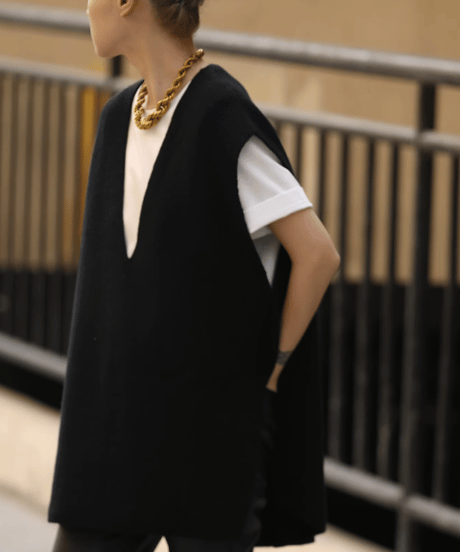 loose v neck vest / 2color　hm1834