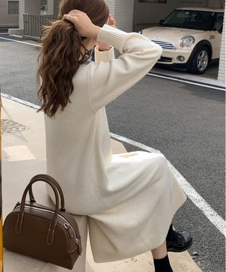 soft knitted dress / 2color　hm2542