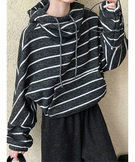 relaxed strip hoodie / 2color　hm2060