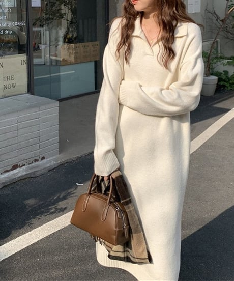 soft knitted dress / 2color　hm2542