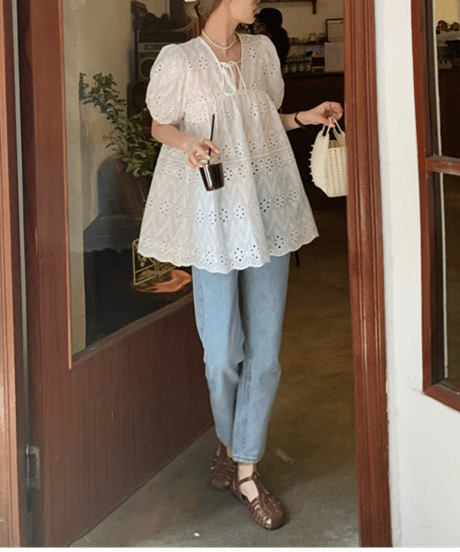 eyelet lace blouse　hm2920