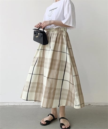 plaid flare skirt / 4color　hm2887