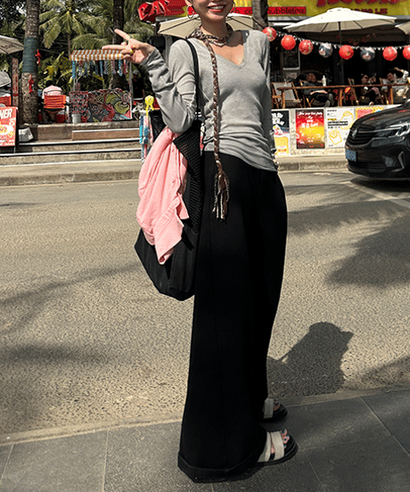 v-neck thermal top / 2color　hm2081