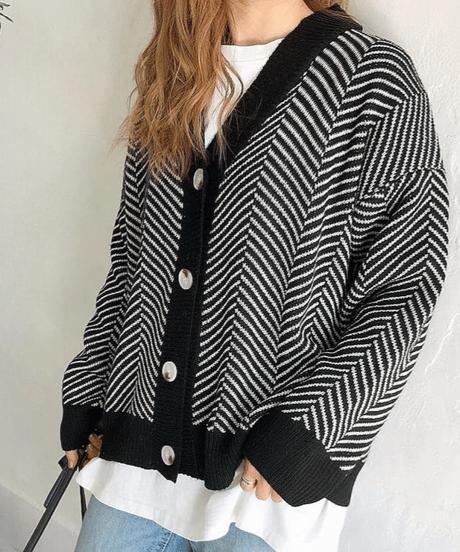 herringbone knit cardigan / 3color　hm1737
