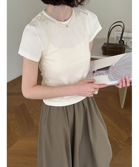 mesh layered tee / 2color　hm2336