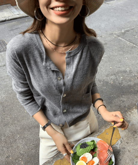 powder knit cardigan / 2color　hm1243