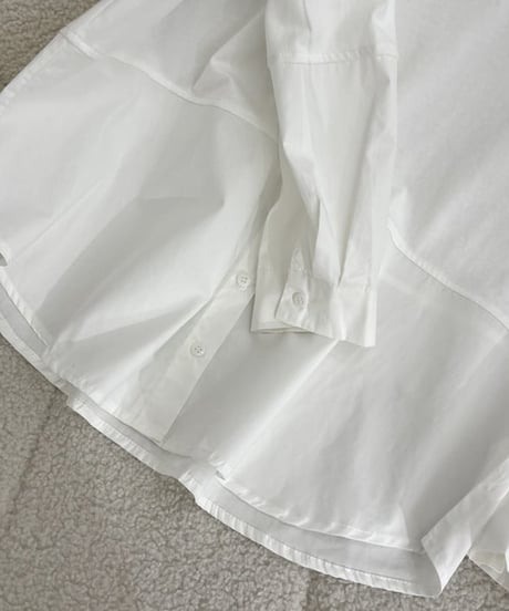 white shirt layered style top　hm1852