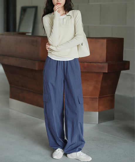 fake two-piece knit shirt  / 2color　hm2549