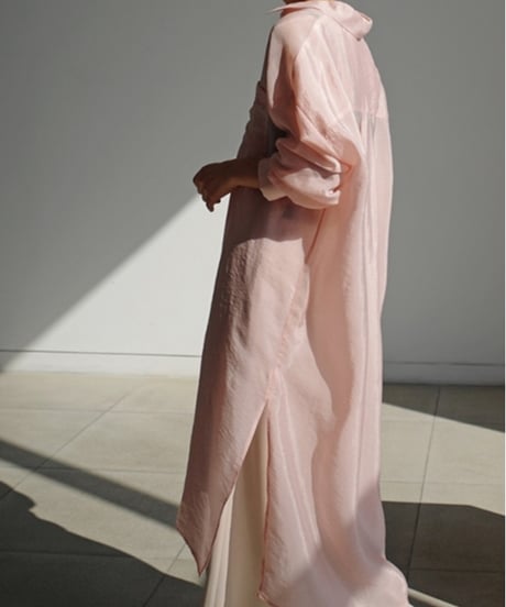 oversize sheer long-shirt　hm1589