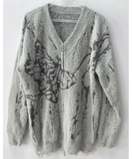 front zipper knit cardigan　hm1829