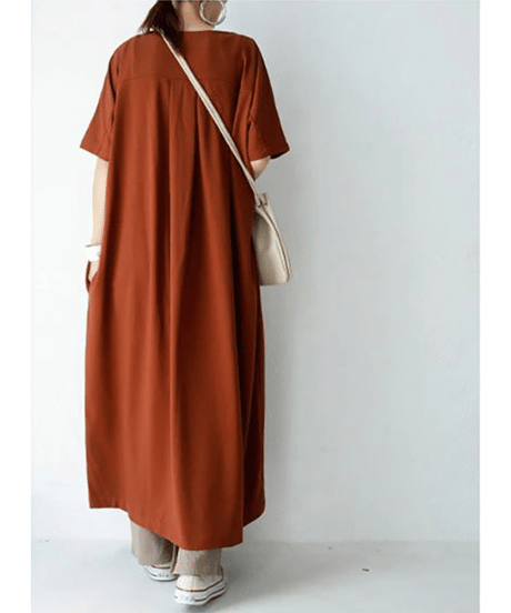 v-neck shirt dress / 5color　hm2958