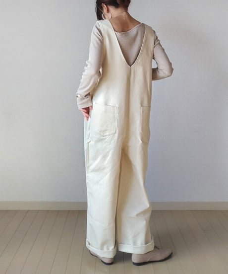 deep v-neck salopette / 3color　hm2596