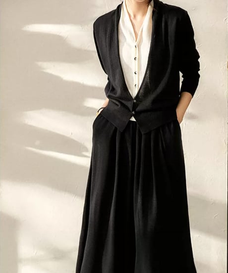 《即納》layered knit cardigan / 4color　hm2722