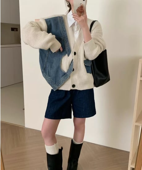 denim docking cardigan / 3color　hm2761