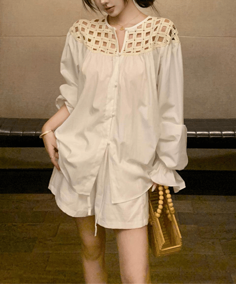 lace blouse / shrots　hm2522