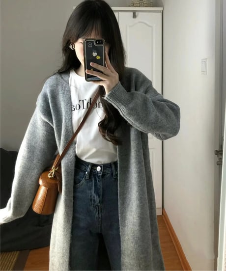 long knit cardigan / 5color　hm2676