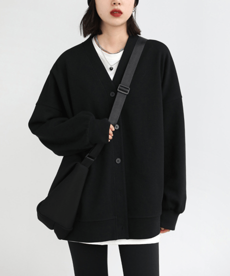oversized v-neck cardigan / 2color　hm2604