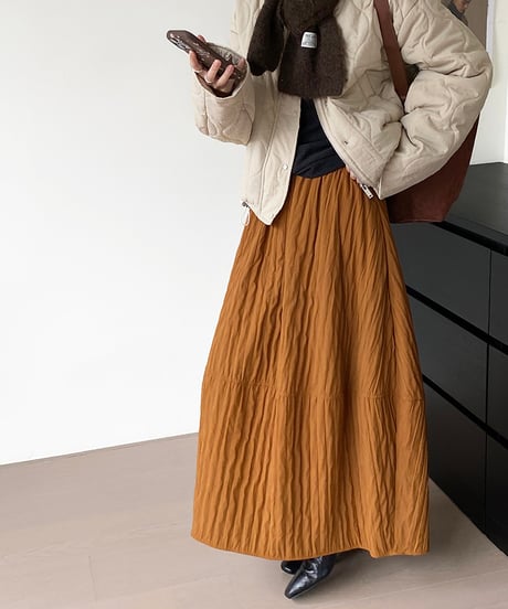 wrinkled tiered skirt / 4color　hm2716