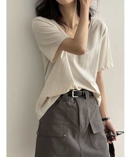 wide neck t-shirt / 6color　hm2280