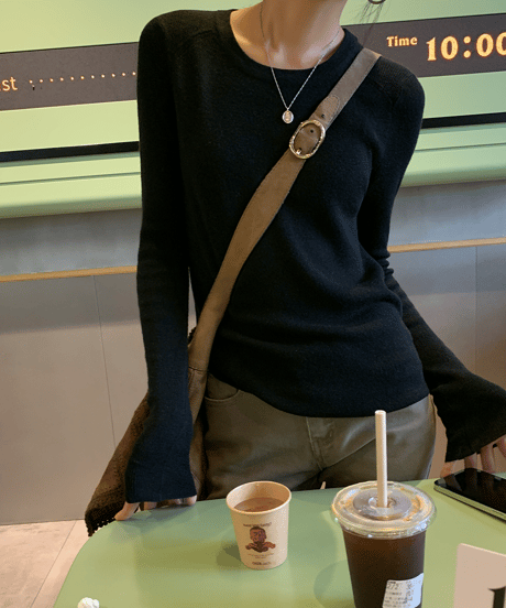 thin simple knit top / 3color　hm1288