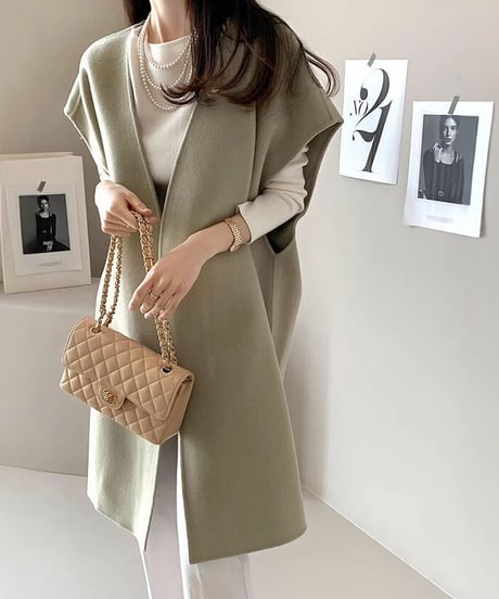 long knit gilet / 3color　hm2594