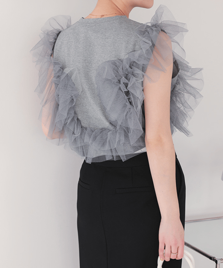 tulle frill top / 3color　hm2984