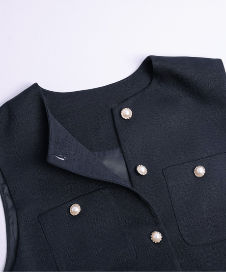 ruffle hem tweed vest / 3color　hm2836