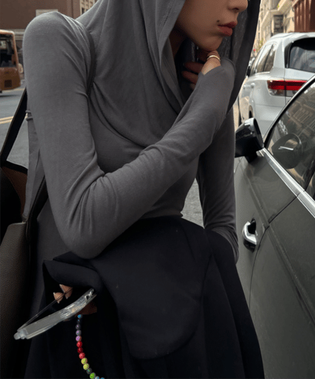 cowl neck long sleeve top / 2color　hm1151