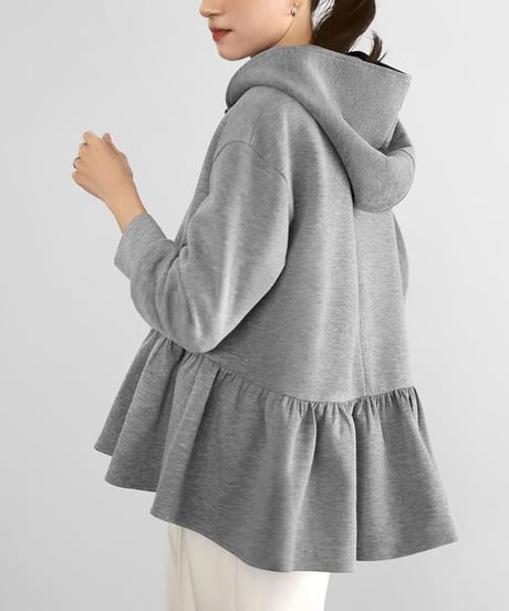 peplum zip-up hoodie / 2color　hm2650