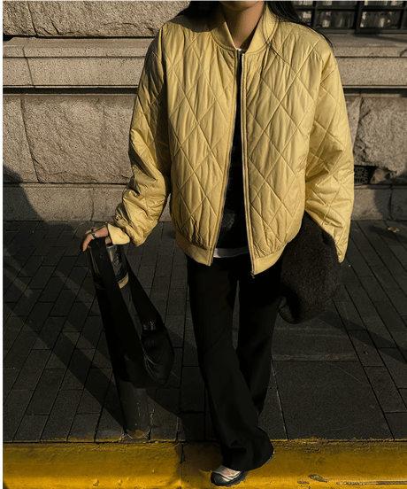 quilted full zip jacket / 2color　hm1890