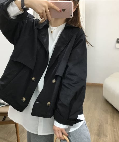 white shirt layered style top　hm1852