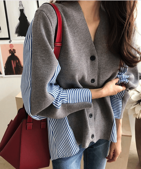 docking knit cardigan / 2color　hm2780