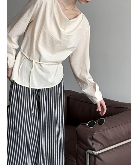 waist ribbon blouse / 3color　hm2049