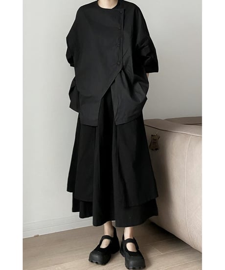 asymmetrical shirt / 2color　hm2505