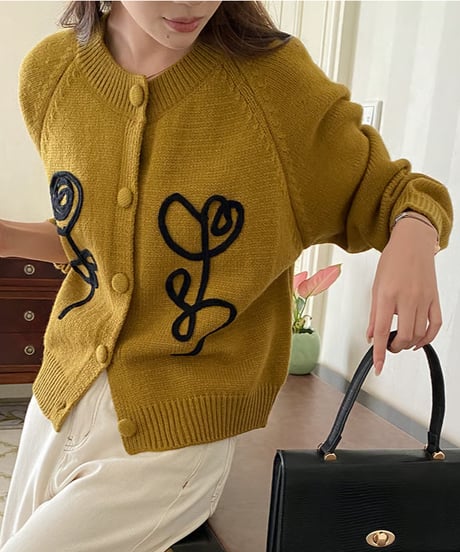 abstract motif cardigan / 2color　hm2786