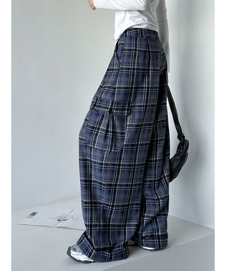 plaid wide pants / 2color　hm2768