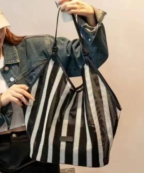 mesh stripe tote / 2size　hm2282