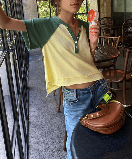 casual button t-shirt / 2color　hm1645