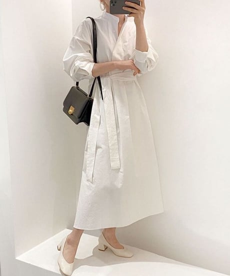 puff sleeve dress / knit vest　hm1721