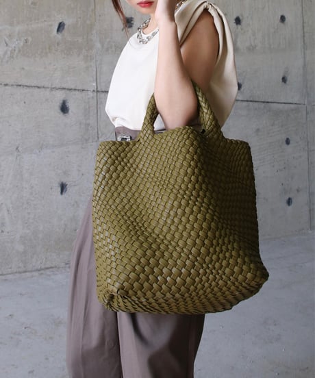 leather braid bucket-bag & pouch　hm1590
