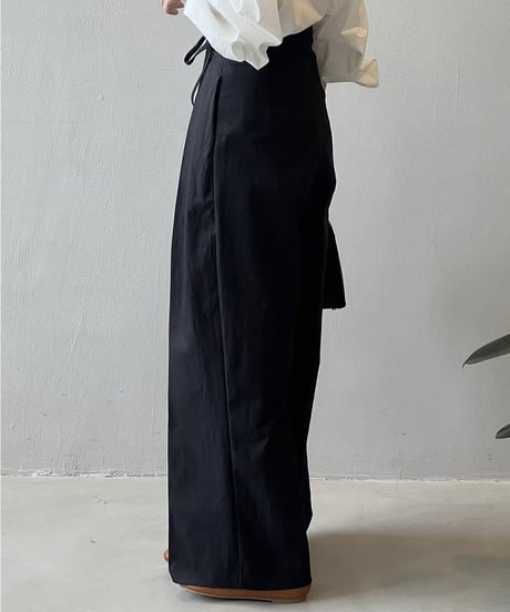 waist ribbon tuck wide pants / 3color　hm1716