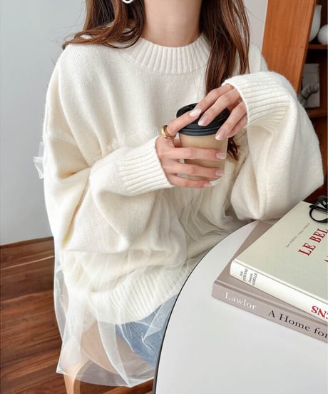tulle knit top / 3color　hm2640