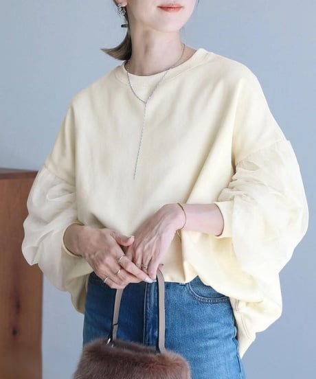 sheer sleeve sweatshirt / 5color　hm2576