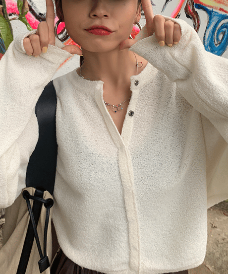 short knit cardigan / 2color　hm1330