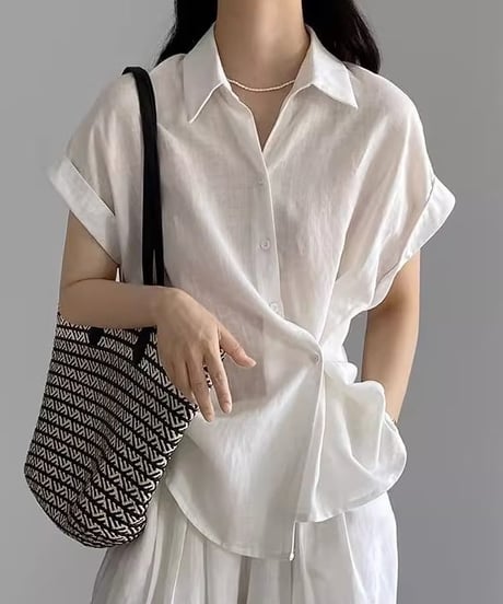 twist button blouse / 2color　hm2286
