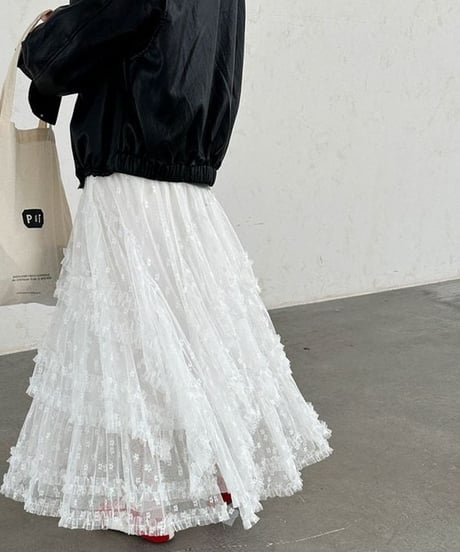 sheer tiered skirt / 2color　hm2272