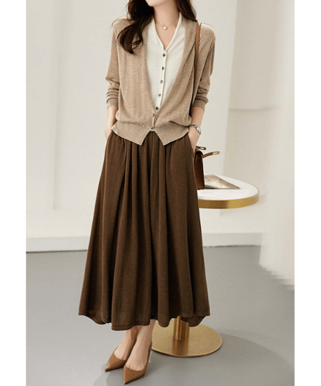 《即納》layered knit cardigan / 4color　hm2722