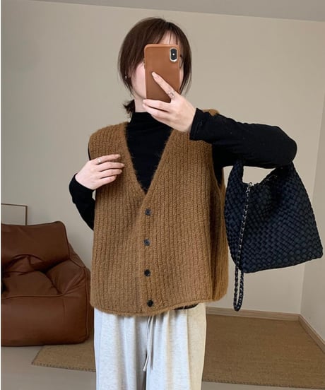 warm knit vest / 3color　hm2779
