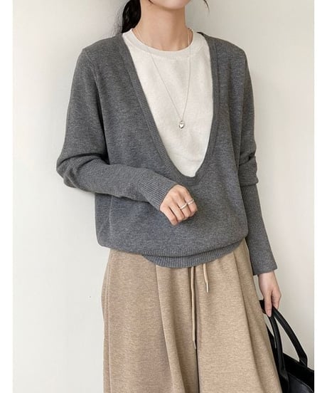 layered design knit top / 3color　hm1868
