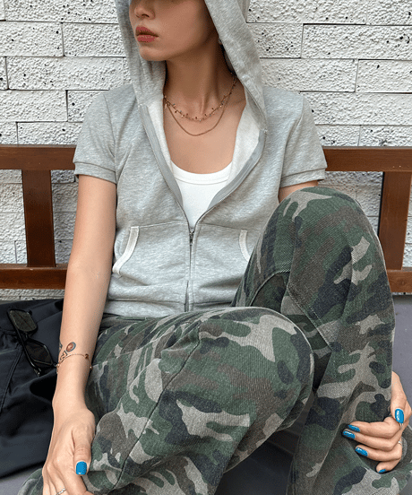short sleeve hoodie / 2color　hm1455